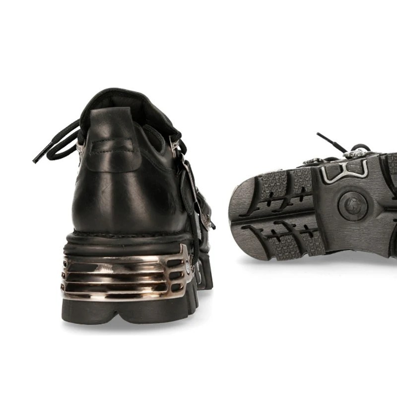 Herren Motorradstiefel im British Retro Punk Stil – Leder, Outdoor, Metall-Design, Low-Top mit Plateau, Unisex - Image 3