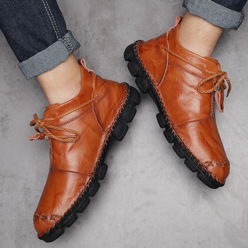 Herren Echtleder Stiefeletten – Luxus, Komfortabel, Modisch mit Reißverschluss, Ideal für Motorrad & Freizeit - Image 4